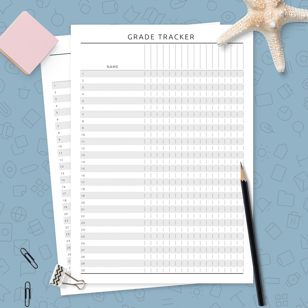 Teacher Grade Tracker Template Original Template Printable PDF