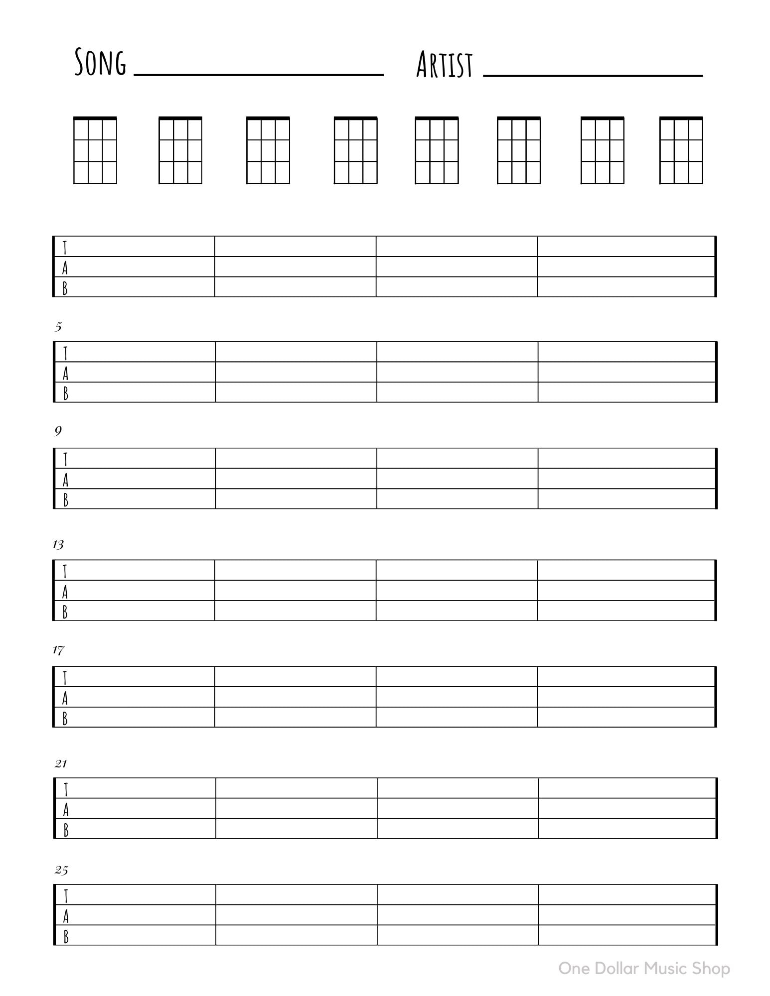 Free Blank Ukulele Chord Chart Printable Free Blank Ukulele Chord Chart Printable