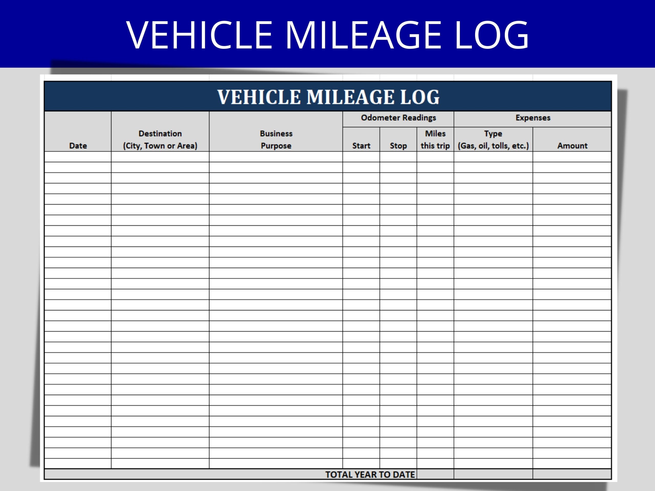 Vehicle Mileage Log Editable Excel Worksheet Employee Policy Vehicle Mileage Log Editable Excel Worksheet Employee Policy