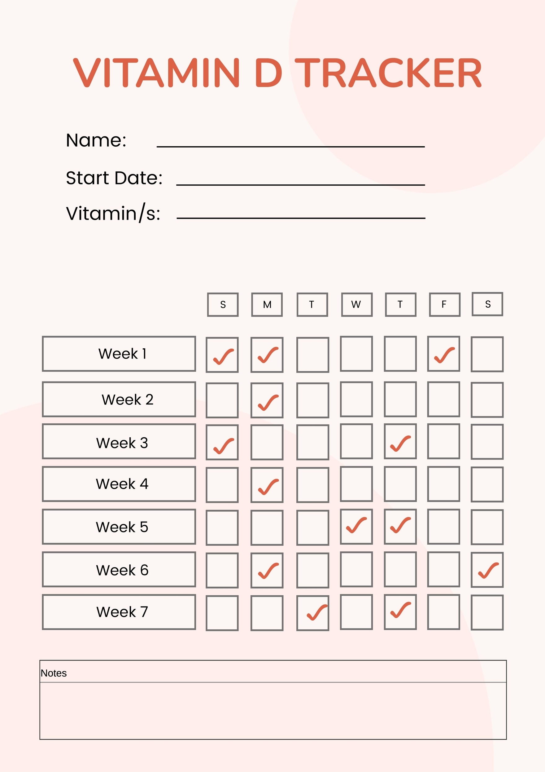 Free Printable Blank Vitamin Chart