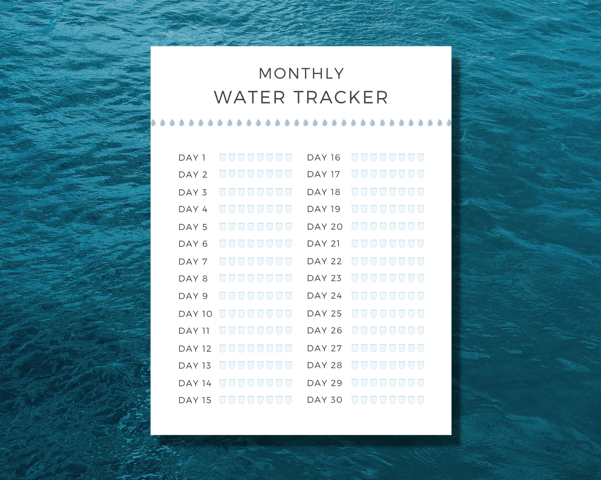 Weekly And Monthly Water Intake Tracker Printable PDF Hydration Chart Downloadable Water Journal Digital Monthly H2O Diary Water Log Etsy