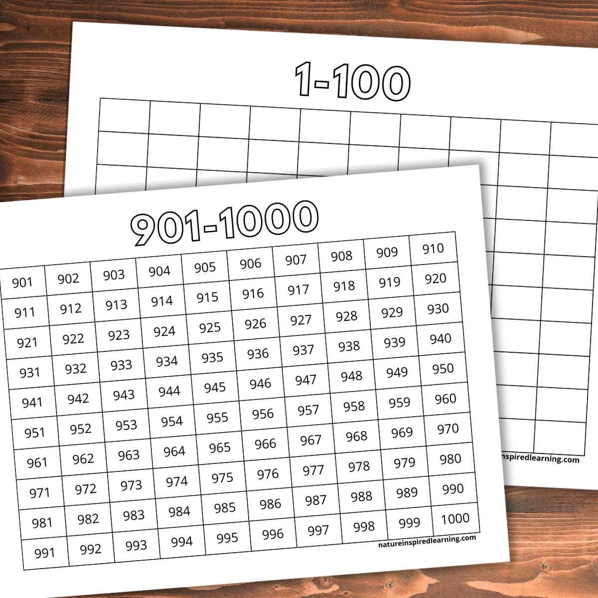 1 000 Number Charts Nature Inspired Learning