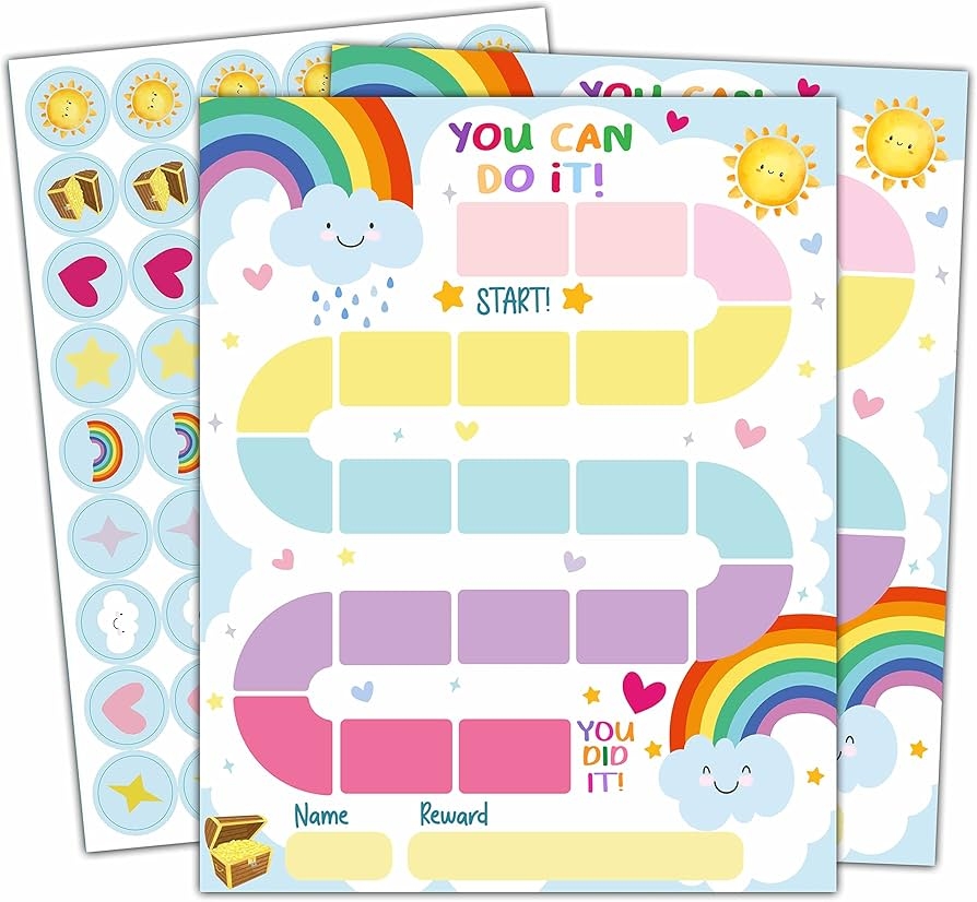 10 Rainbow Reward Chart With 216 Round Stickers Incentive Behavior Chart For Kids At Home Classroom Kids Routine Daily Chore Sticker Chart A10 Amazon sg Office Products