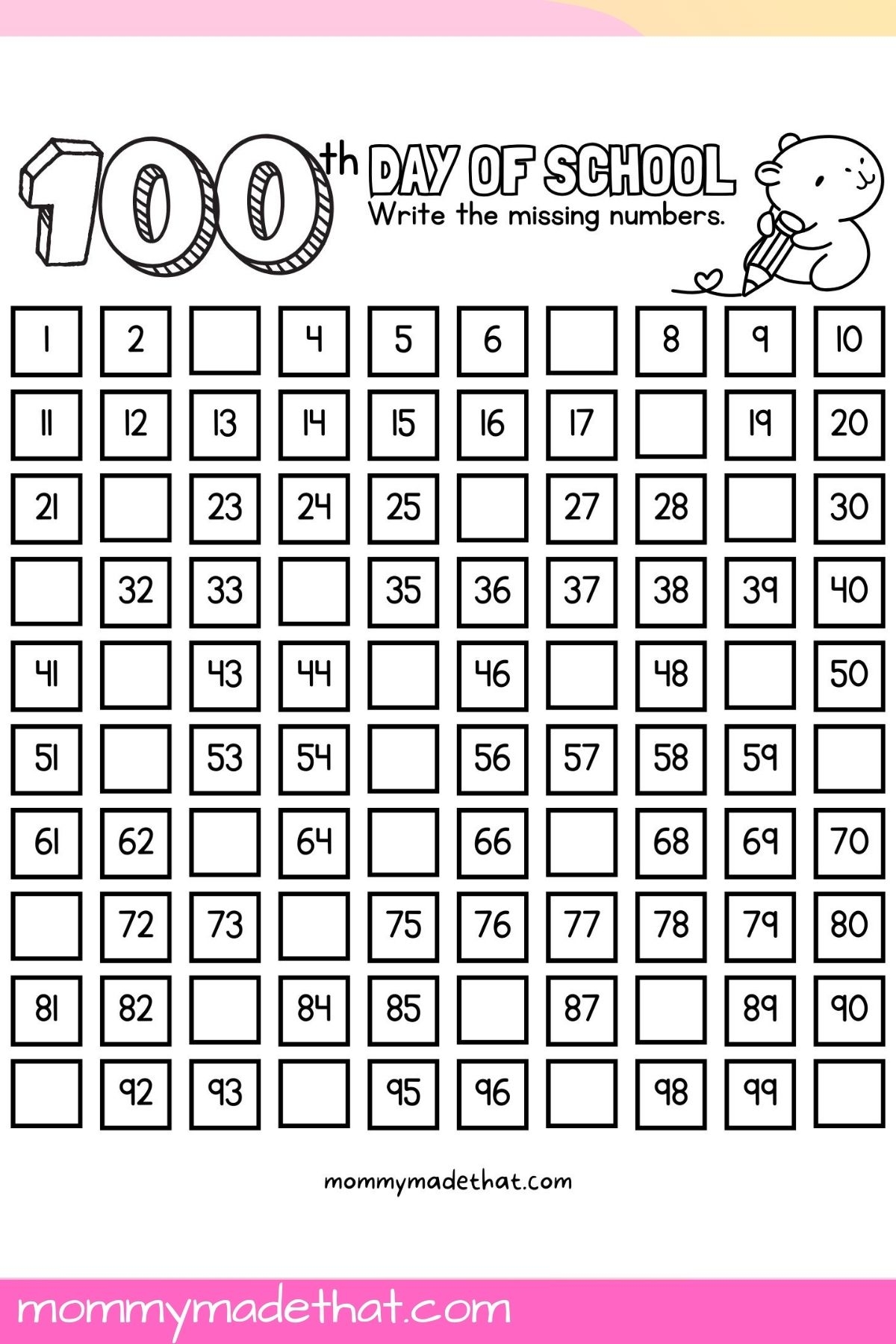 100 Days Of School Counting Worksheet Free Printable 100 Days Of School Counting Worksheet Free Printable