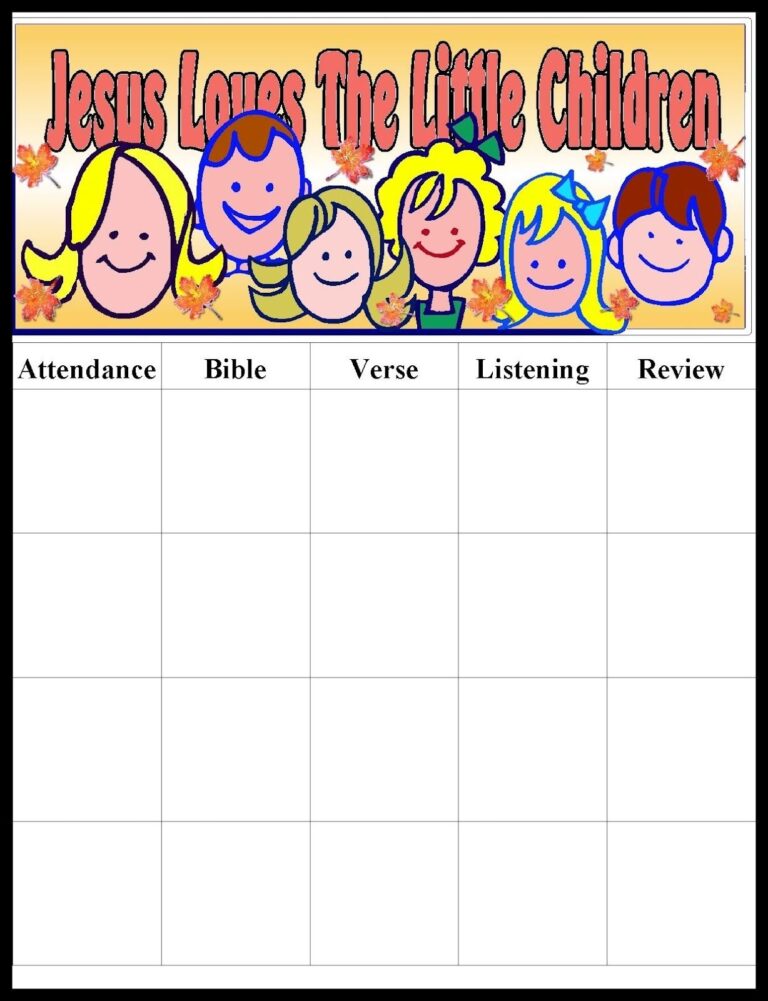 11 Attendance Charts For Sunday School Ideas Attendance Chart 