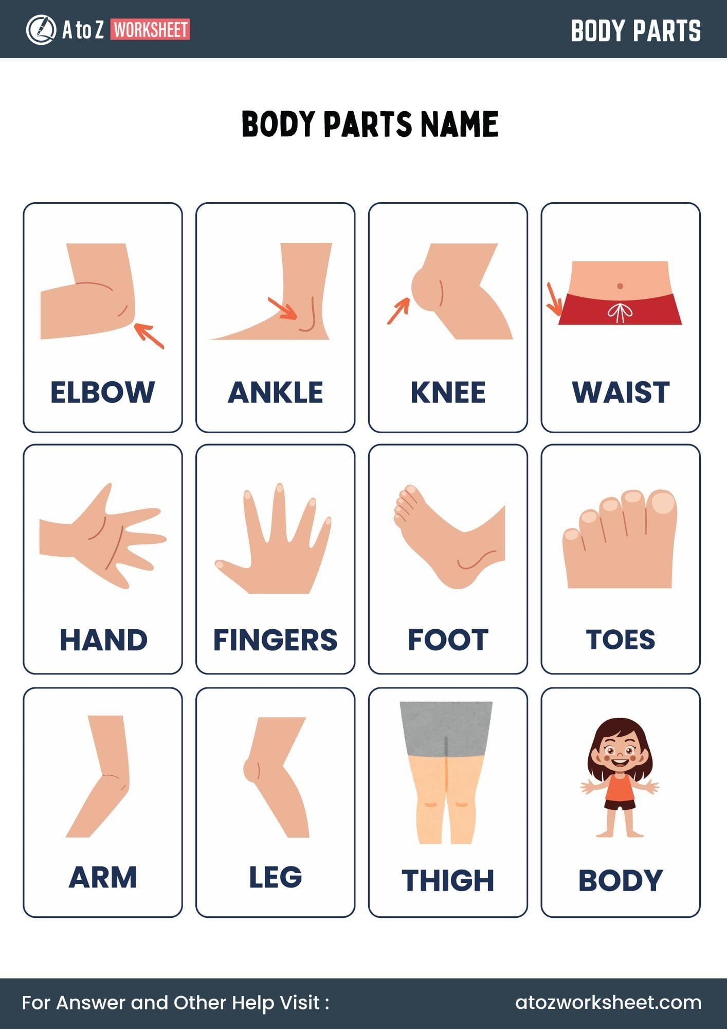 11 Free Printable Body Parts Worksheet For Kindergarten And Class 1 Kids A To Z Worksheet