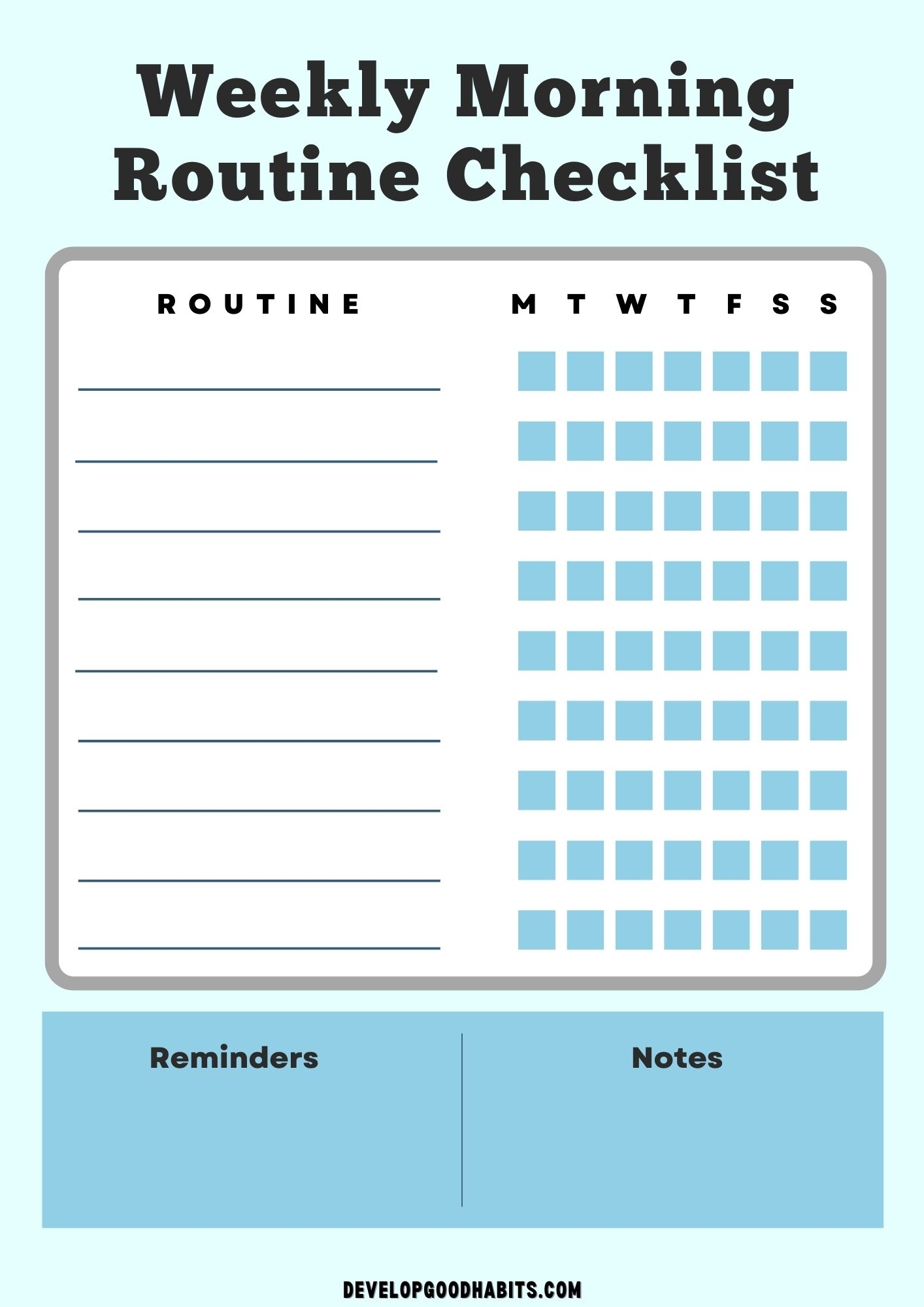 Online Printable Morning Routine Chart