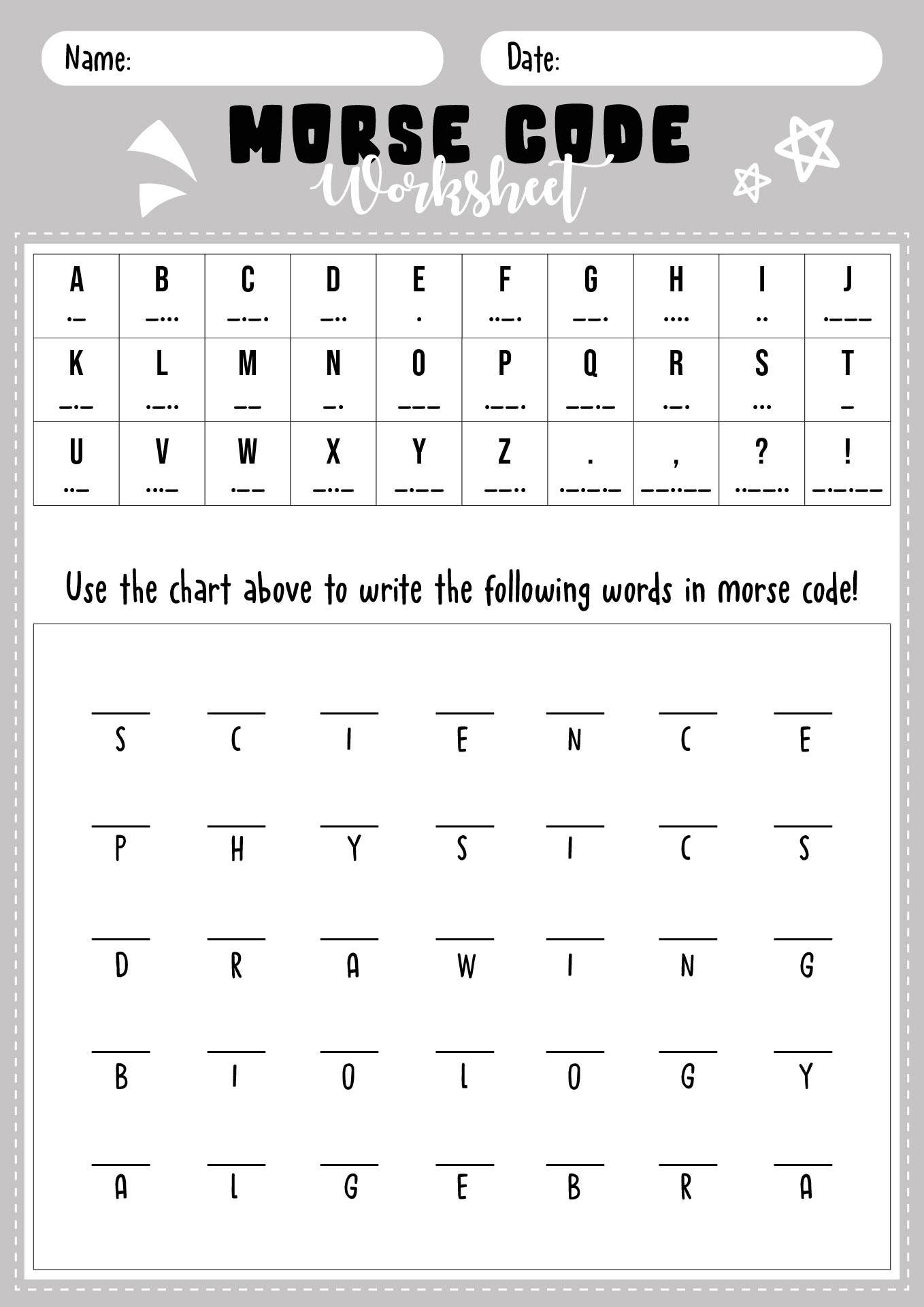 13 Printable Morse Code Worksheet Free PDF At Worksheeto