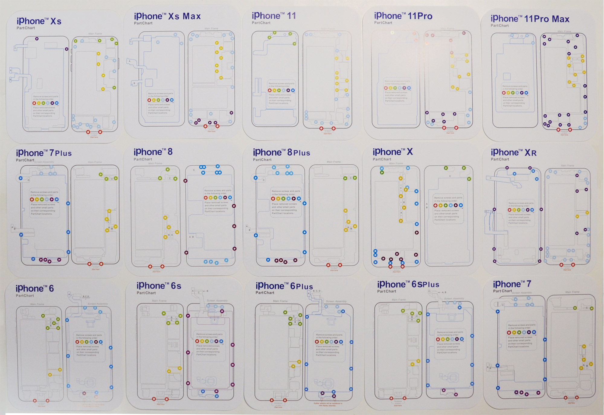 15 In 1 Magnetic Screw Pad Chart For IPhone 6 To 11 Pro Max Phone Repair Tool Billu