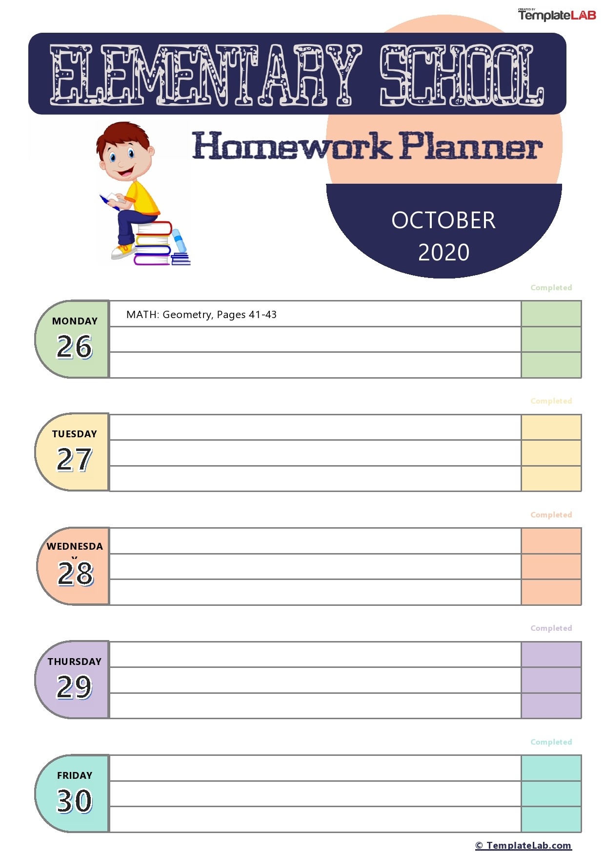 15 Printable Homework Planners PDF Word Excel TemplateLab
