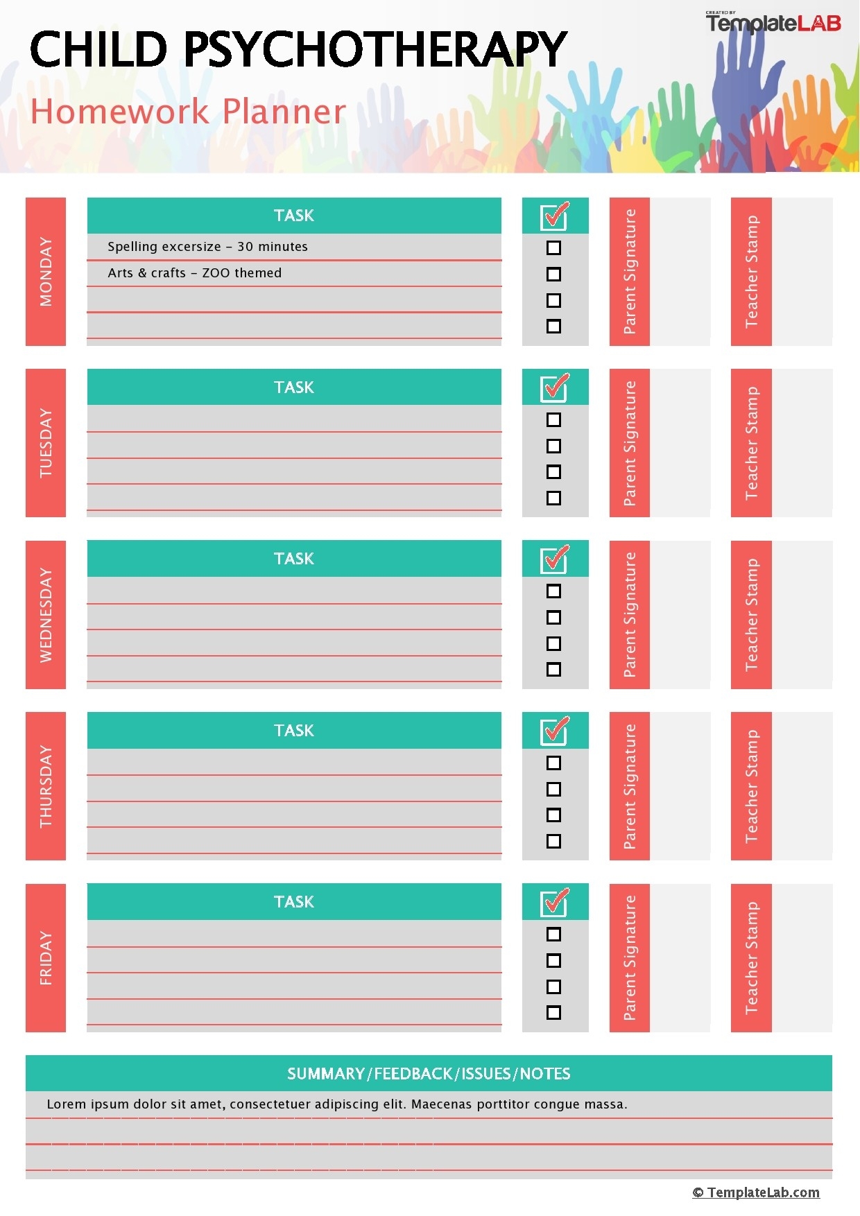 15 Printable Homework Planners PDF Word Excel TemplateLab