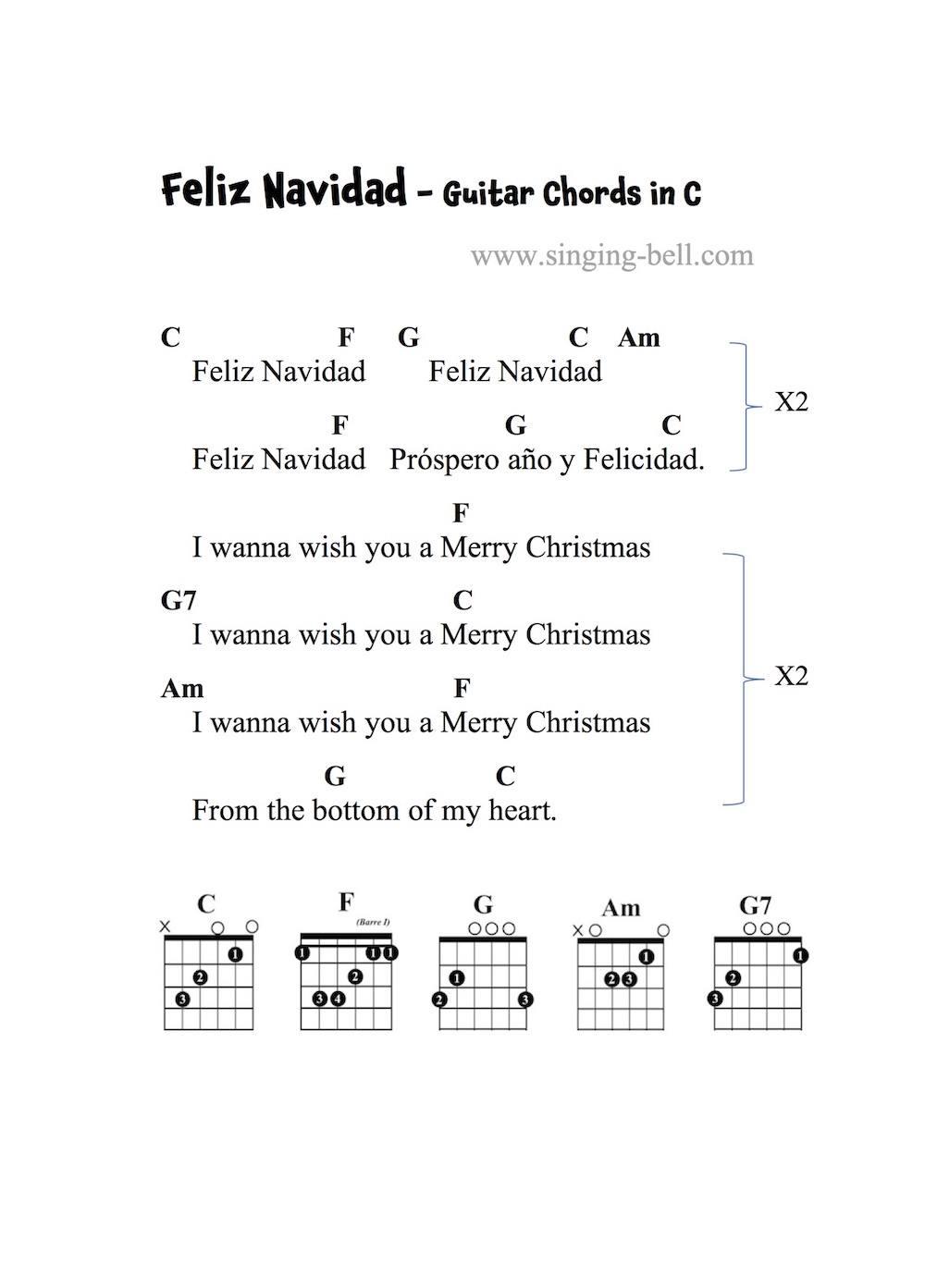 18 Easy Christmas Songs On The Guitar With Chords And Tabs Singing Bell