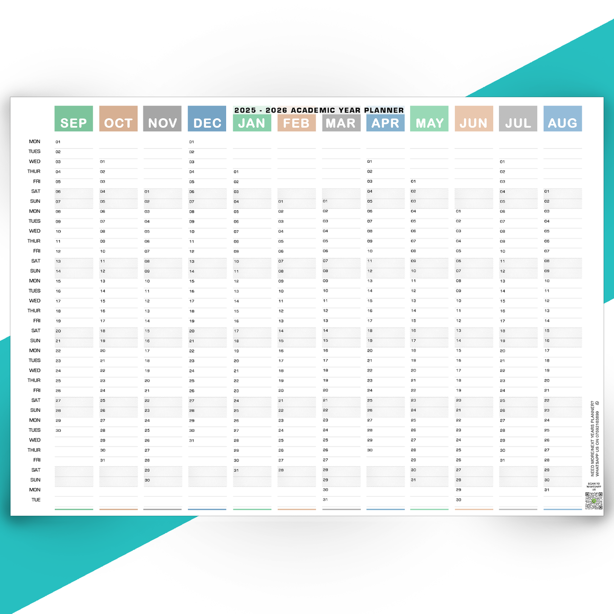 2025 2026 Academic Wall Planner Mid Year Student Calendar Year Planner Print EBay