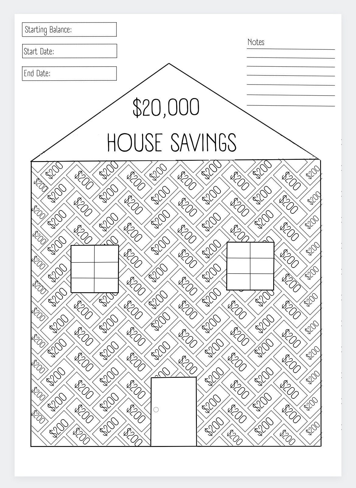 20k House Savings Challenge Home Downpayment Tracker Etsy