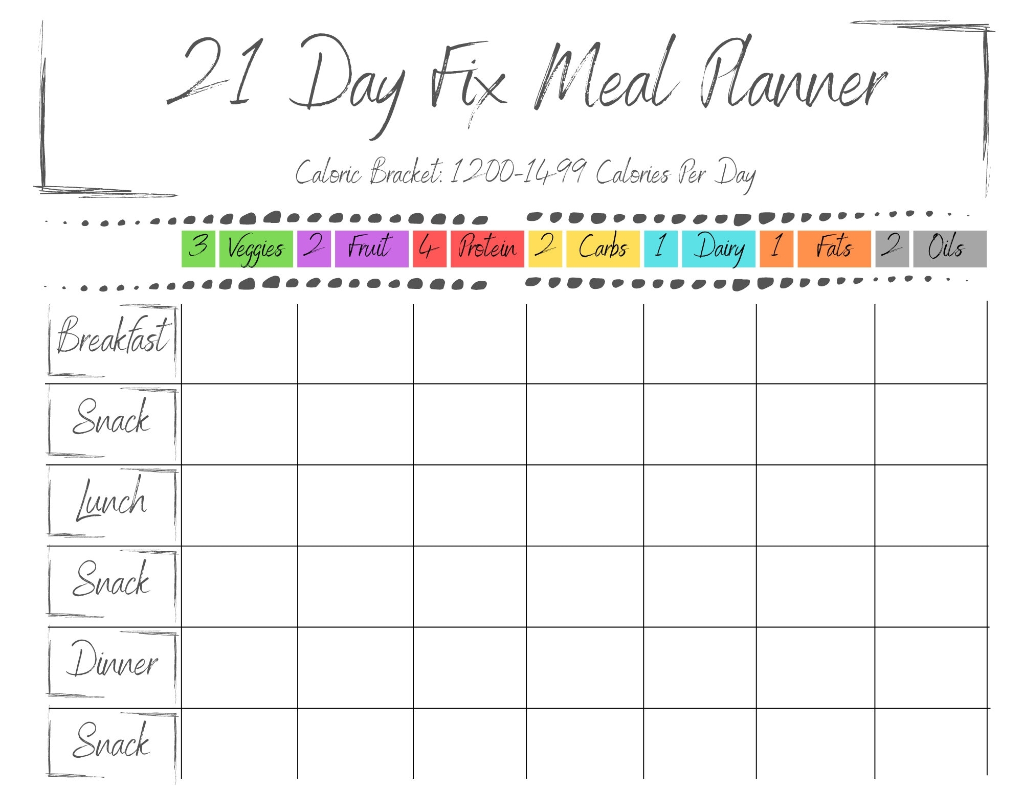 21 Day Fix 1200 1499 Planner Bundle Etsy