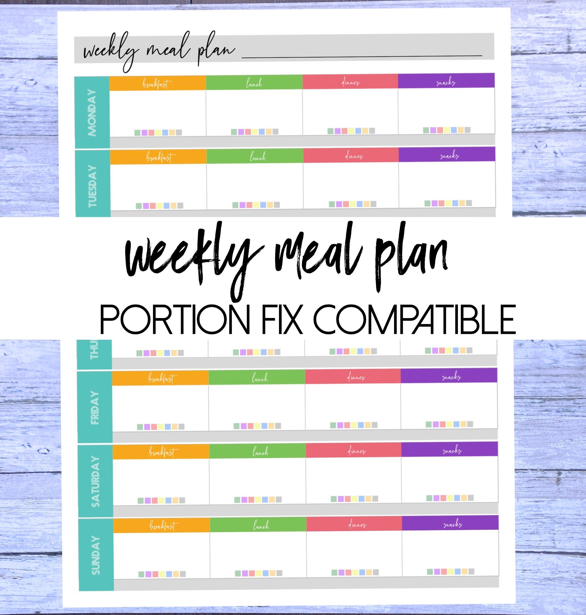 21 Day Fix Printable Etsy