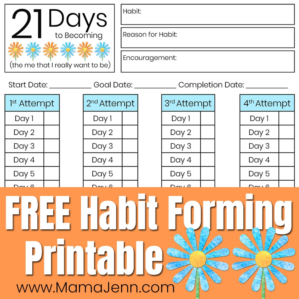 21 Days To Becoming FREE Printable Habit Forming Tracker