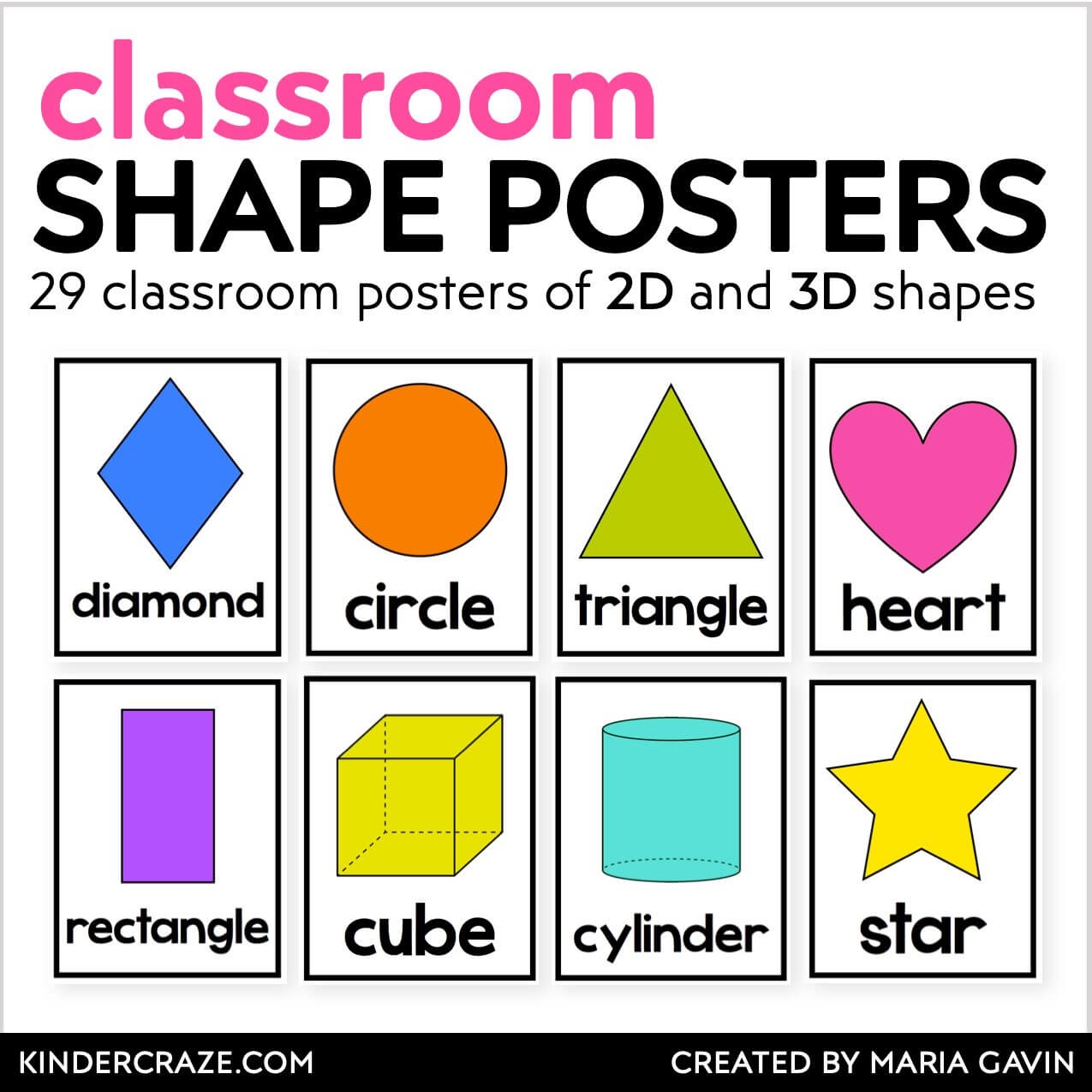 2D And 3D Shape Posters Kinder Craze
