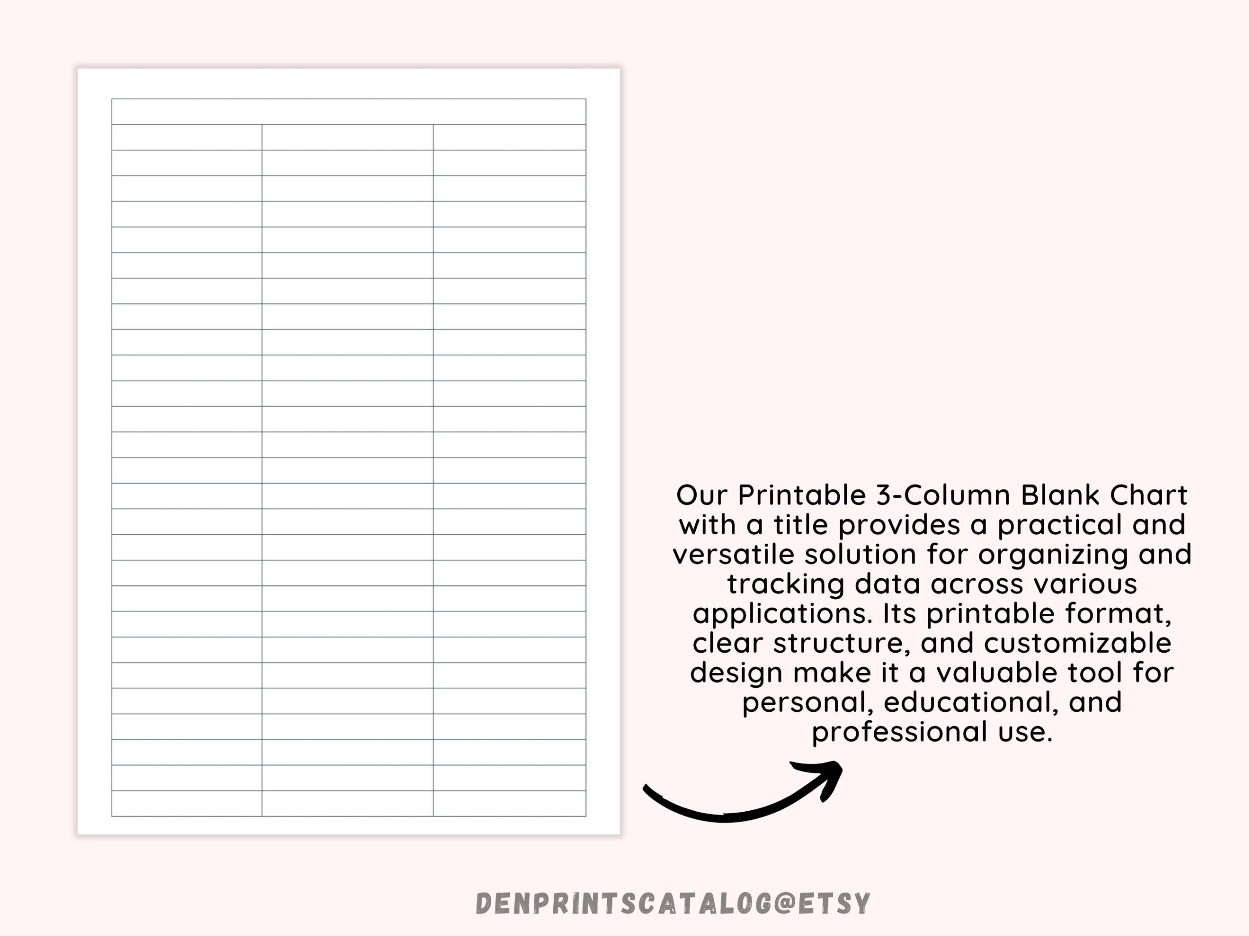3 Blank Columns Chart Text Input Print And Write Printable Digital 
