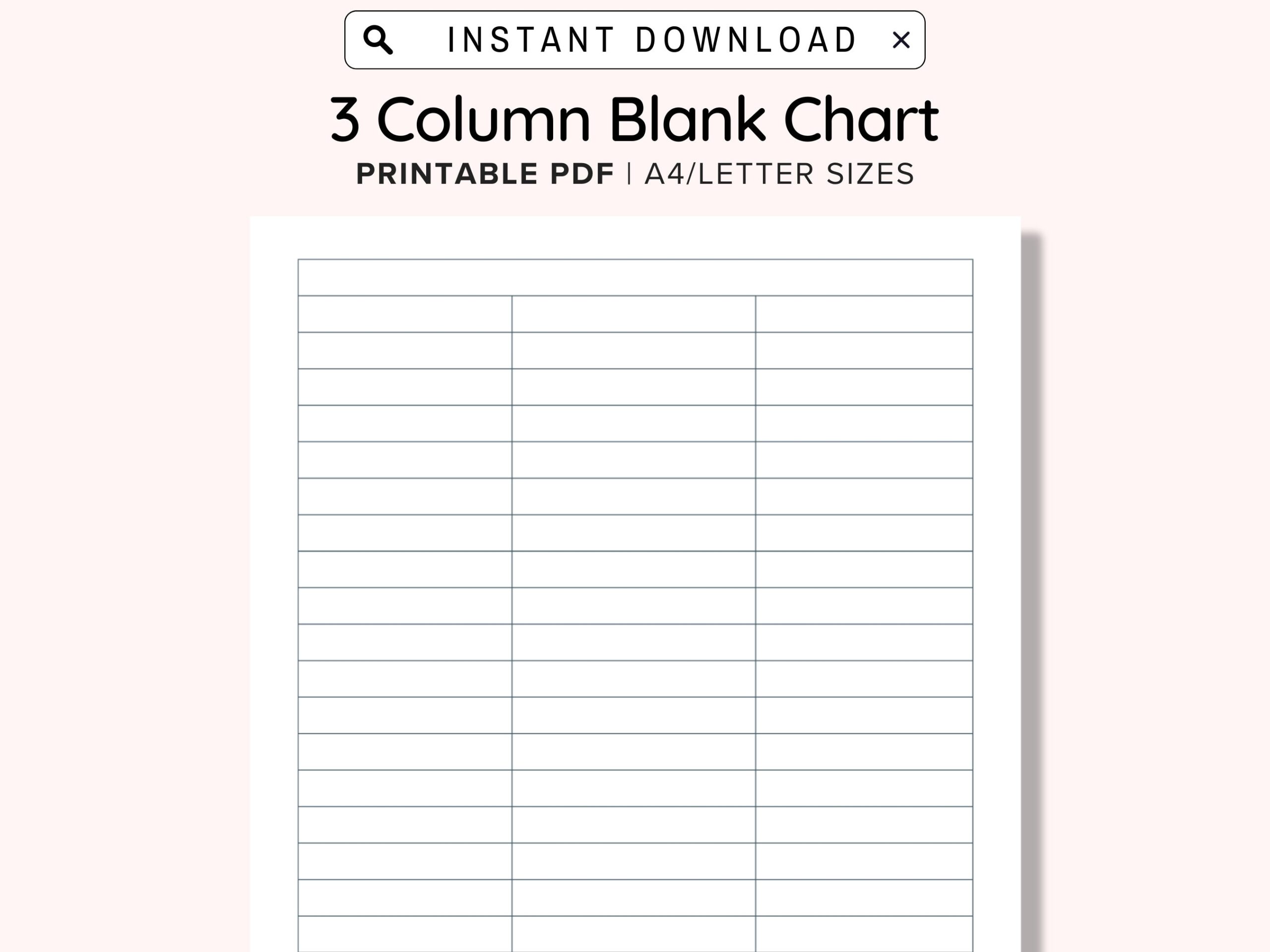 3 Blank Columns Chart Text Input Print And Write Printable Digital 3 Blank Columns Chart Text Input Print And Write Printable Digital