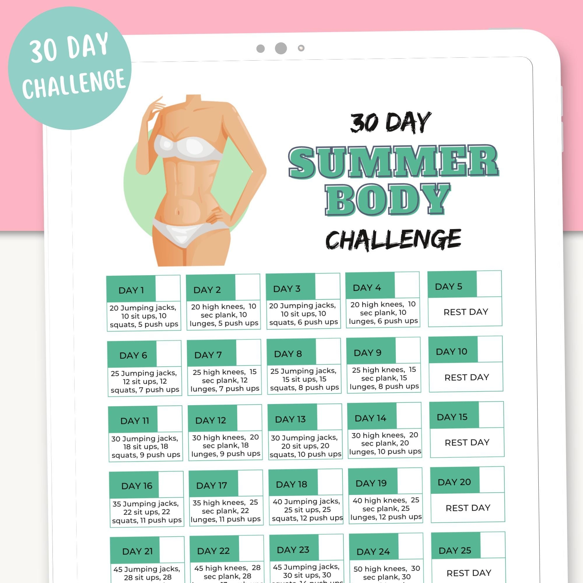 30 day Summer Body Challenge Printable PDF Workout Plan Lose Belly Fat Challenge 30 Day Fitness Challenge Workout Planner Etsy 30 day Summer Body Challenge Printable PDF Workout Plan Lose Belly Fat Challenge 30 Day Fitness Challenge Workout Planner Etsy