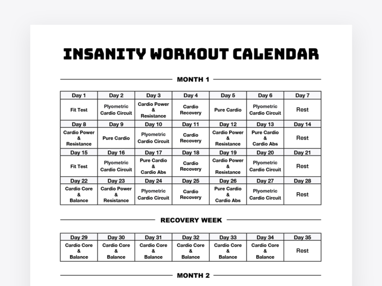 30 Schedule Pdf Insanity Program Free Printable Insanity Max 30 Calendar How To Achieve 50 Push