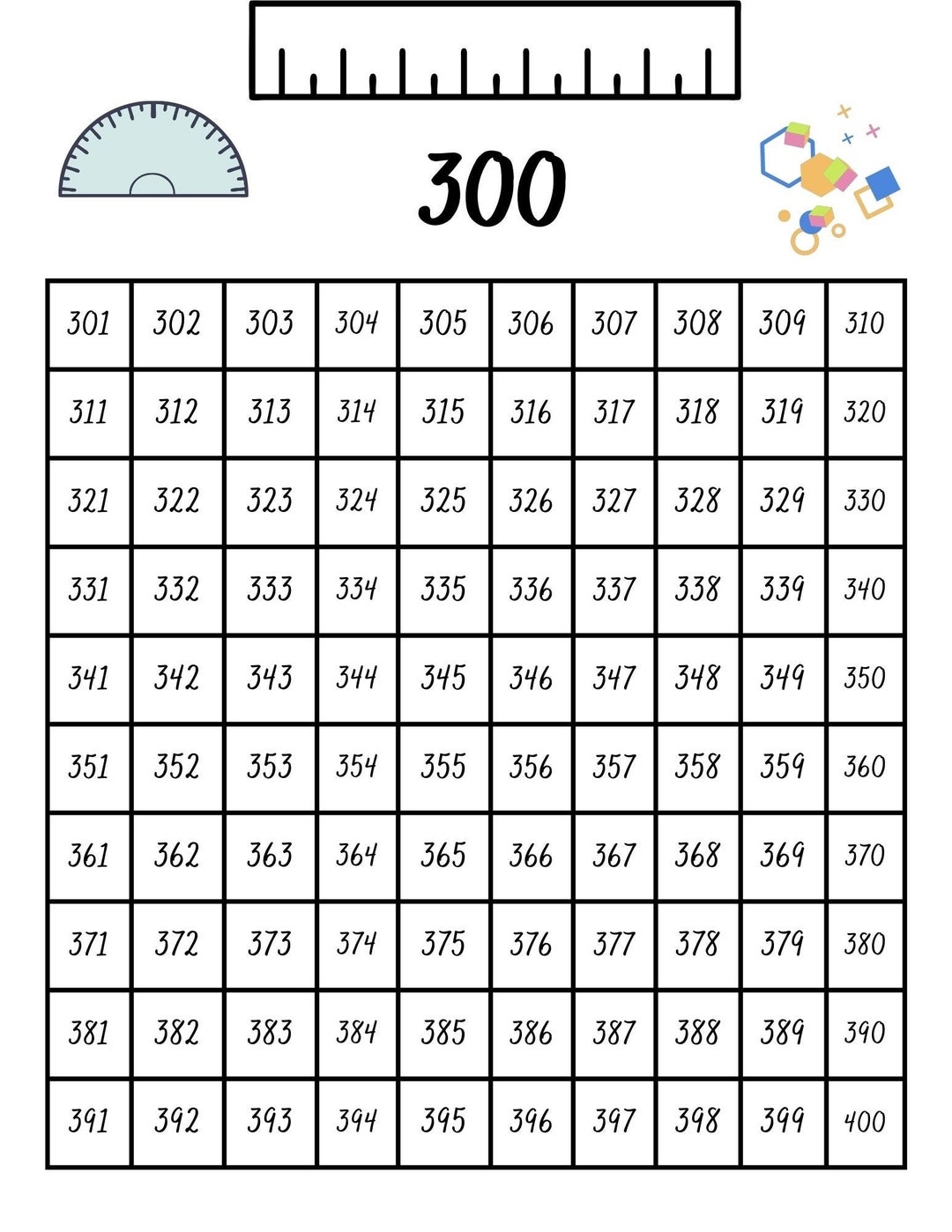 300 Chart digital Printable Etsy 300 Chart digital Printable Etsy