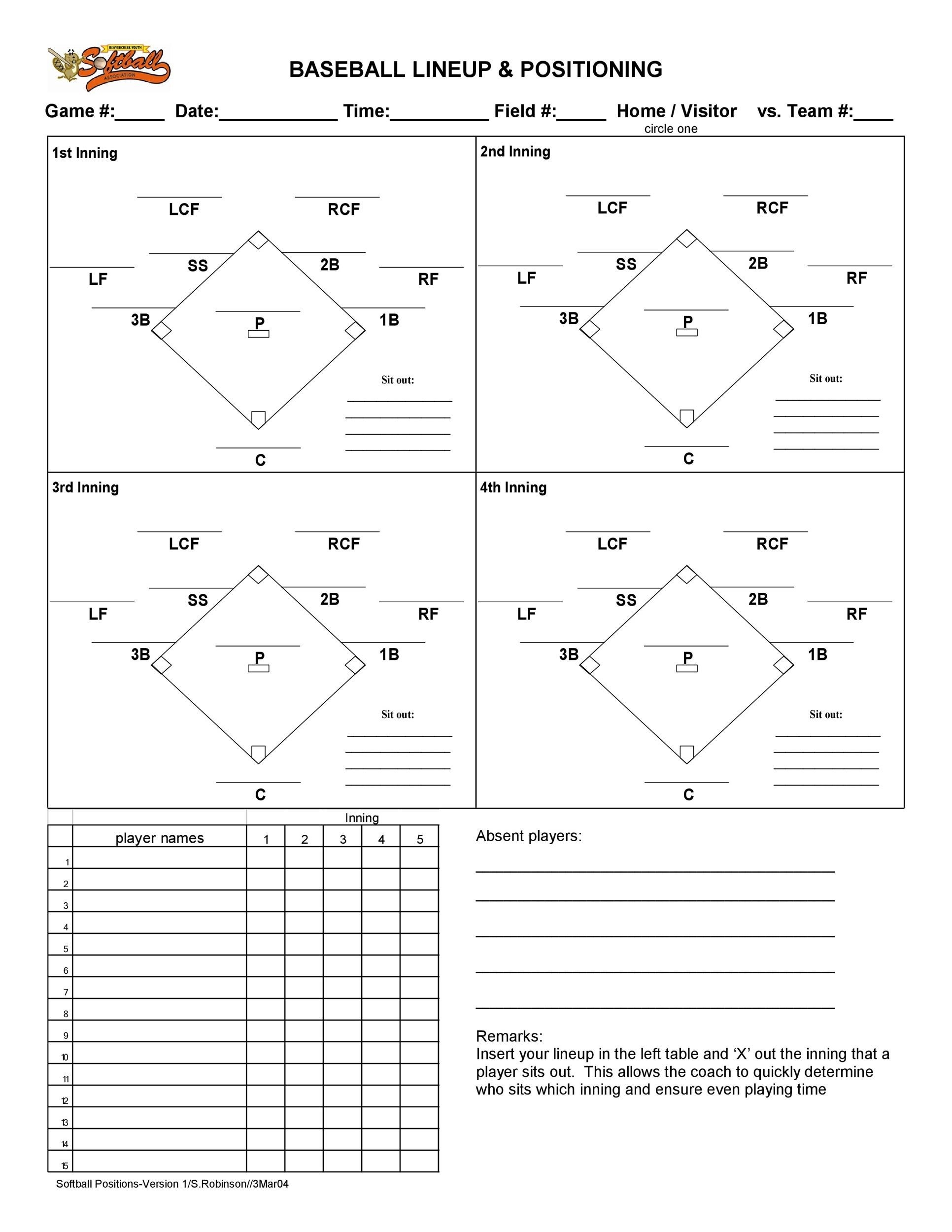 33 Printable Baseball Lineup Templates Free Download TemplateLab 33 Printable Baseball Lineup Templates Free Download TemplateLab