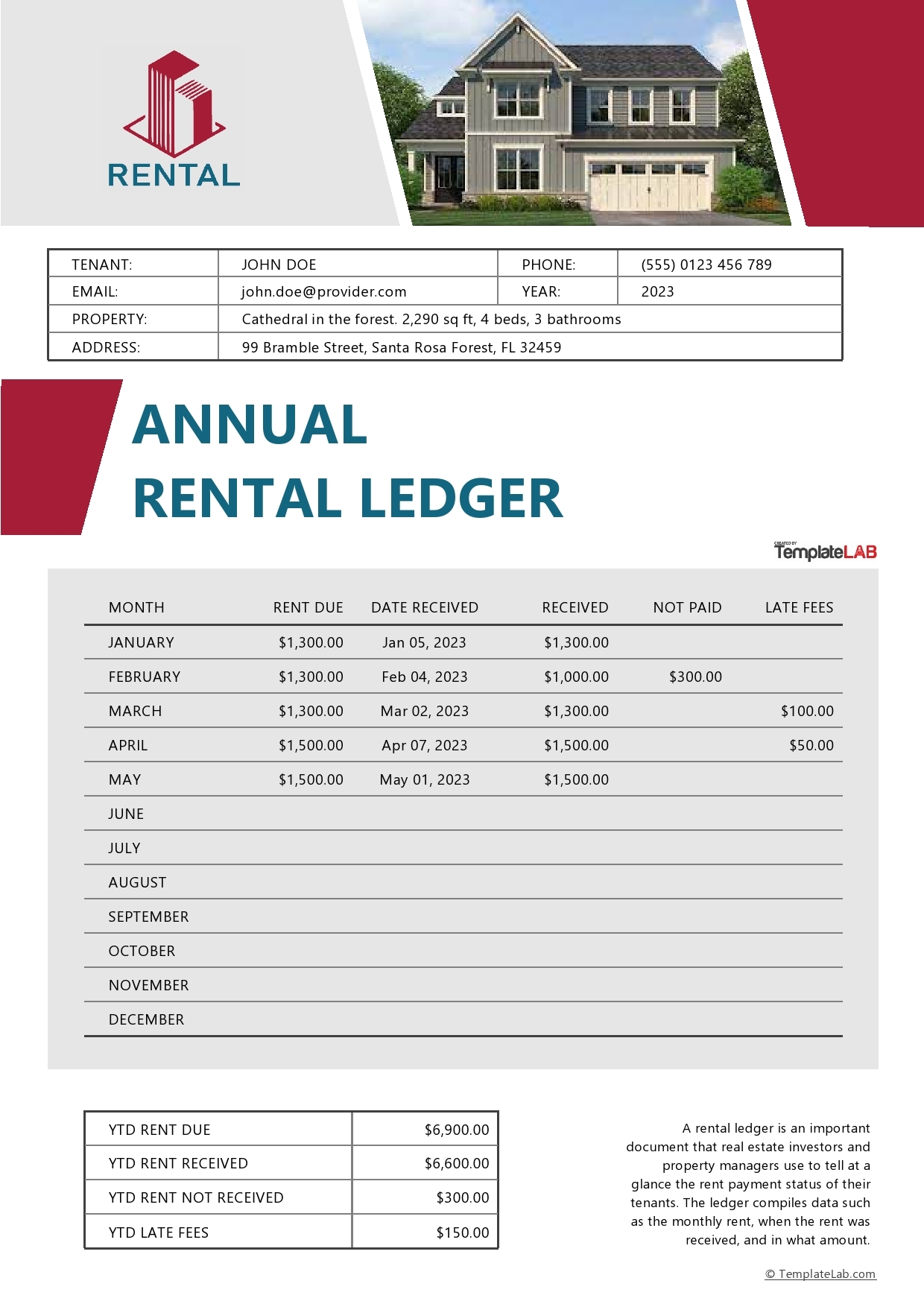 39 Printable Rental Ledger Templates Lease Ledger 39 Printable Rental Ledger Templates Lease Ledger
