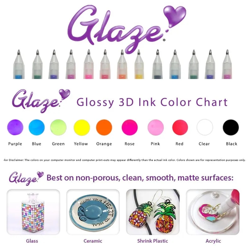 3d Jelly Pens 12pcs Glaze 3D Ink Pen Gelly Roll Gel Pens 1mm Bold Sparkling Colored Writing For Lettering Drawing Decorate Journaling DIY Gift Sakura Glaze Pens