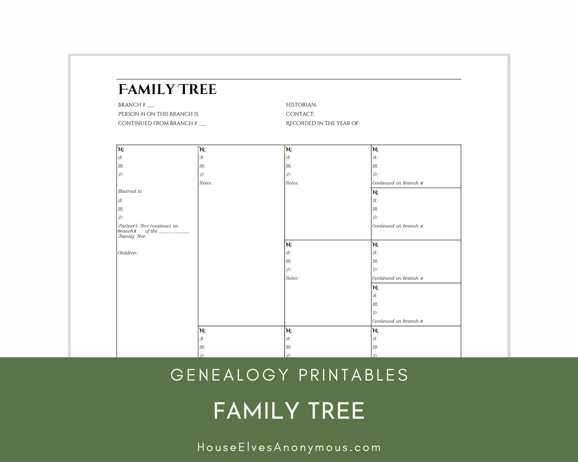 Pedigree Chart Template Printable