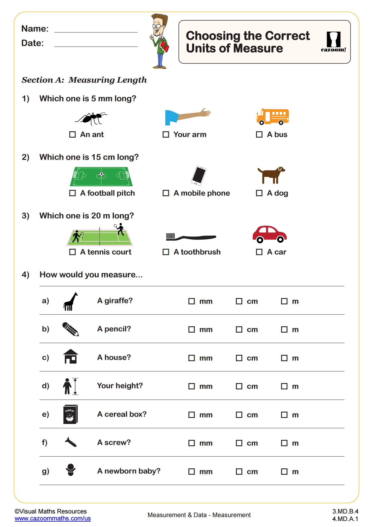 4 MD A 1 Worksheets Printable 4th Grade Math Worksheets Cazoom Math