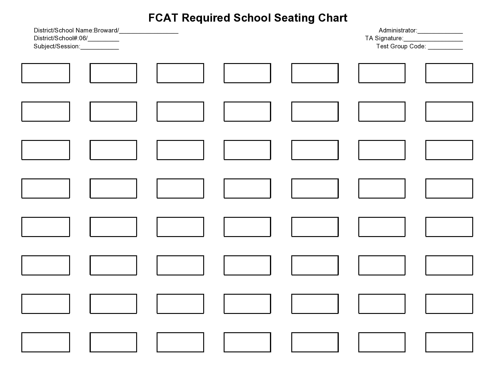 Printable Blank Classroom Seating Chart