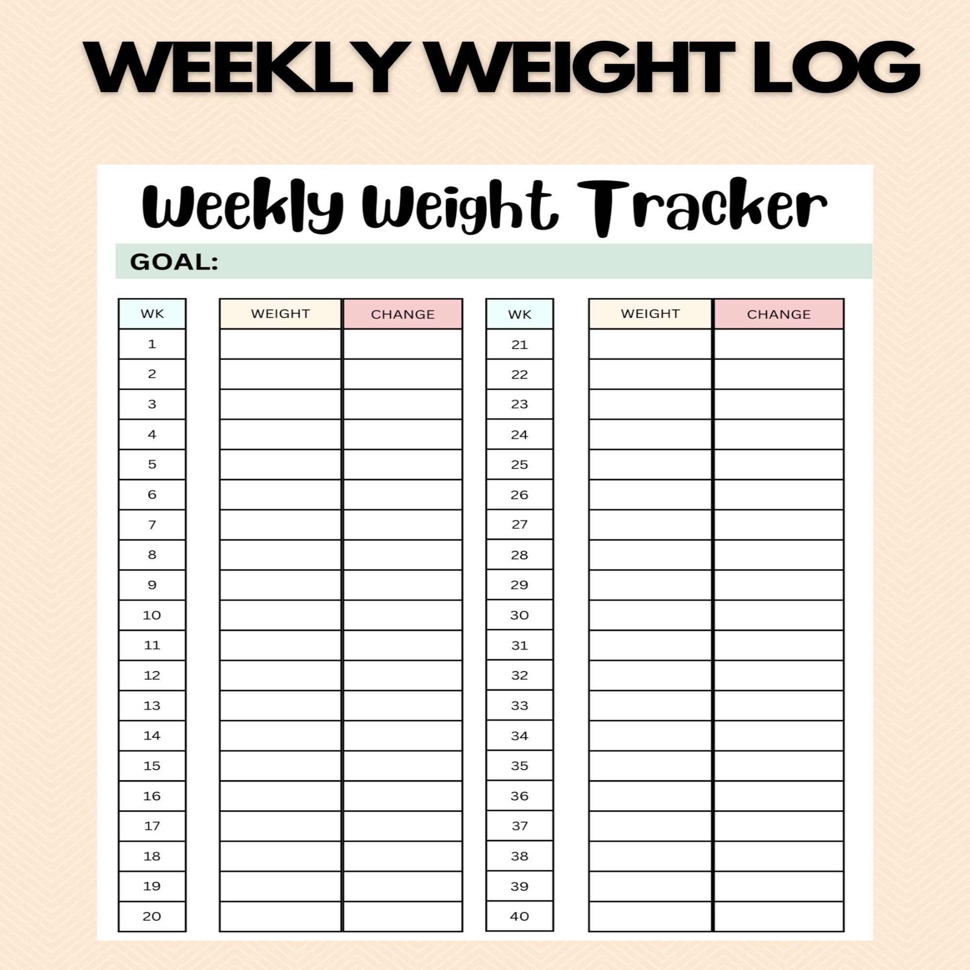Weekly Group Weight Loss Chart