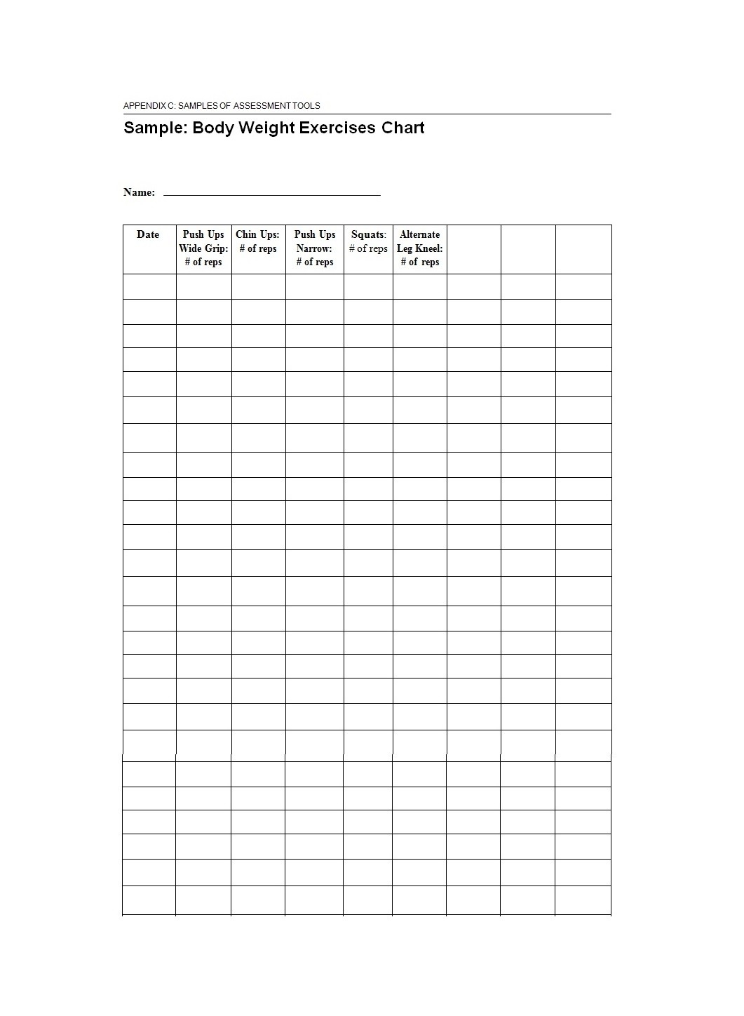 46 Printable Exercise Charts 100 Free TemplateLab