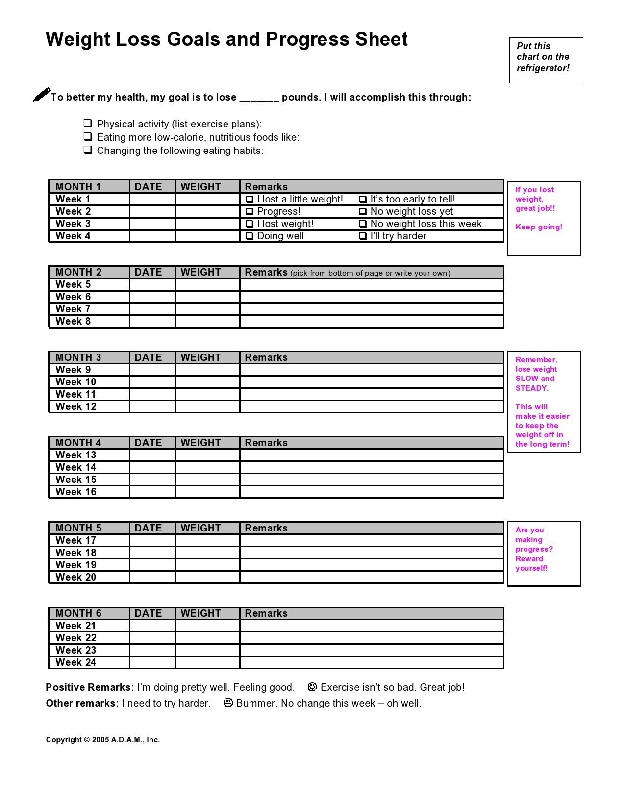 Office Weight Loss Challenge Chart