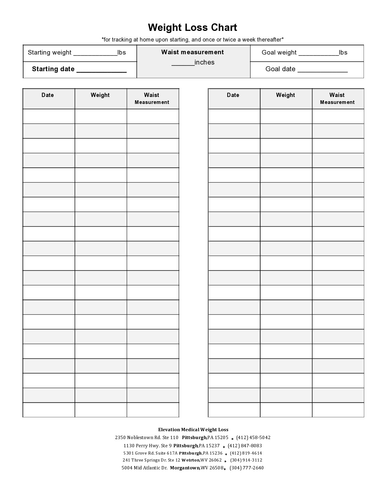 50 Blank Weight Loss Tracker Templates Monthly Weekly 