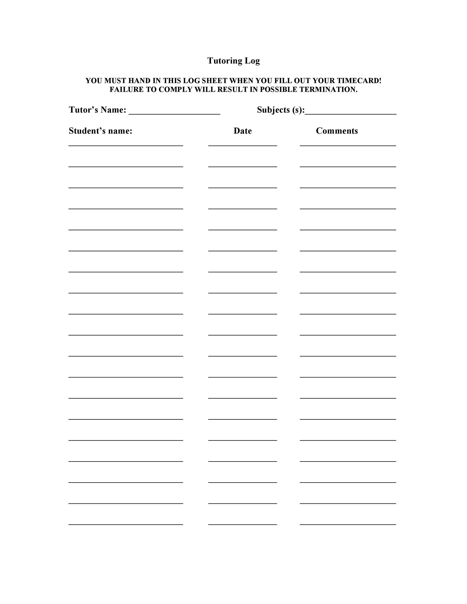 Printable Name Date And Score Chart