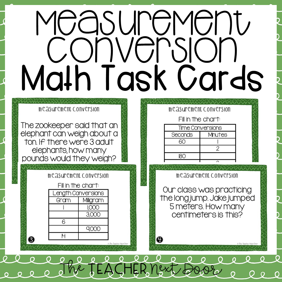 5th Grade Measurement Conversion Task Cards Measurement Conversion Center The Teacher Next Door