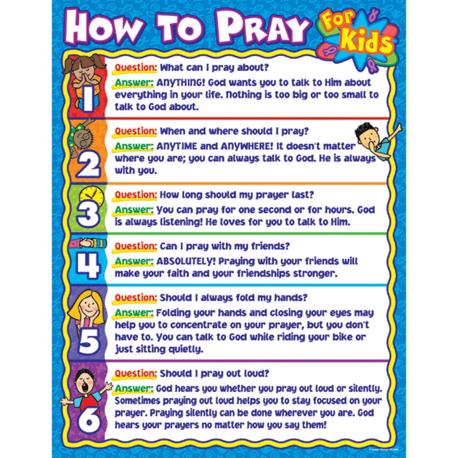 6 Ea How To Pray For Kids Chart Walmart