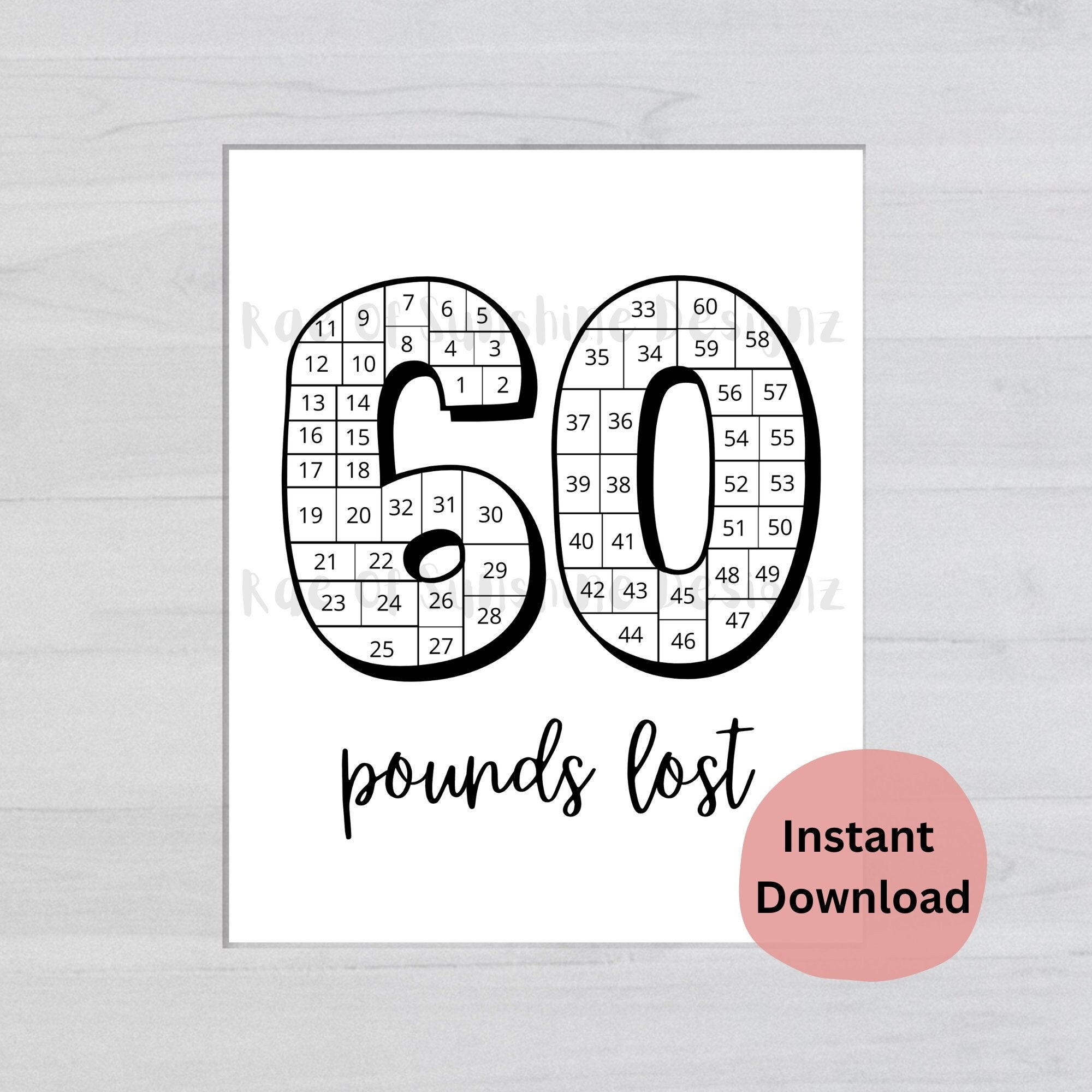 60 Pounds Lost Tracker Etsy