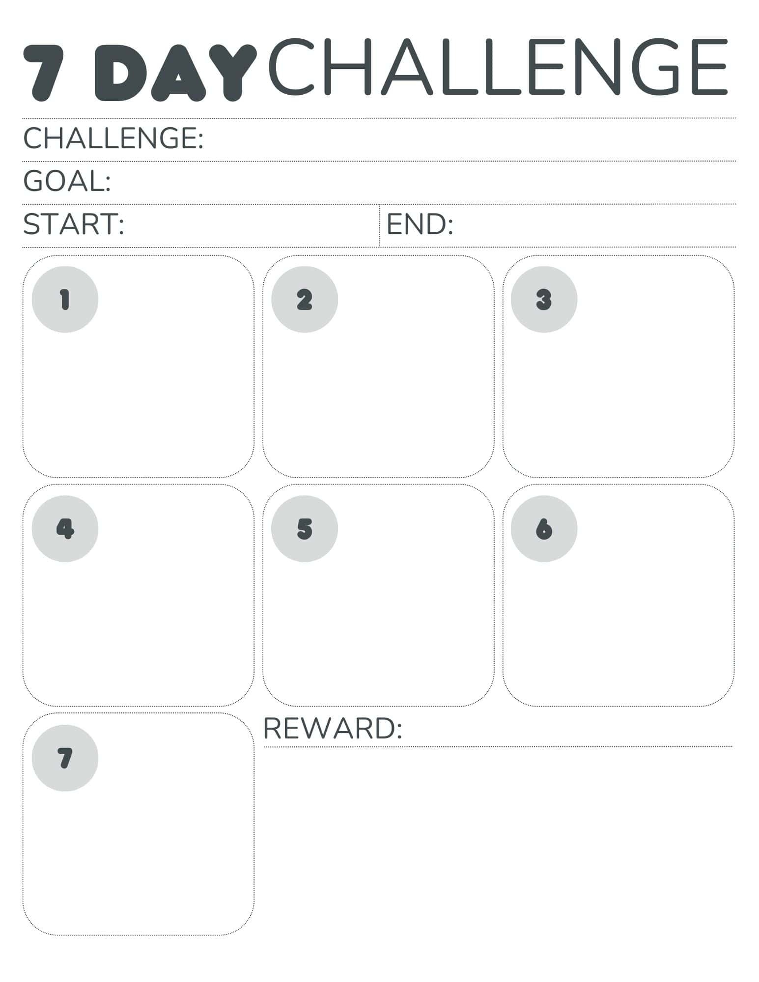 7 Day Challenge Calendar Free Printable Tracker