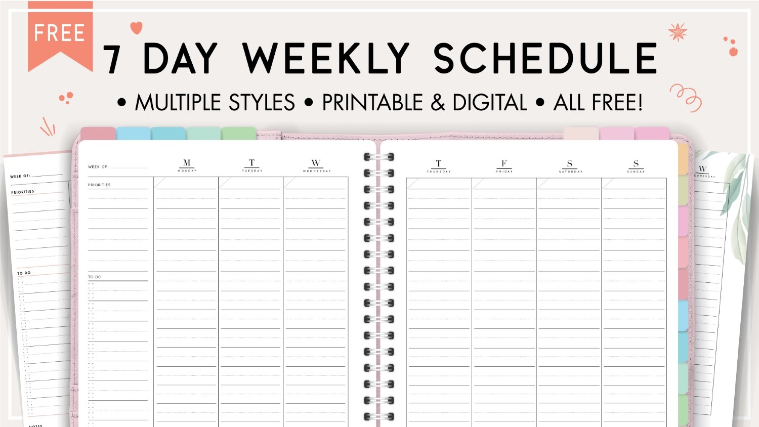7 Day Weekly Schedule Template World Of Printables