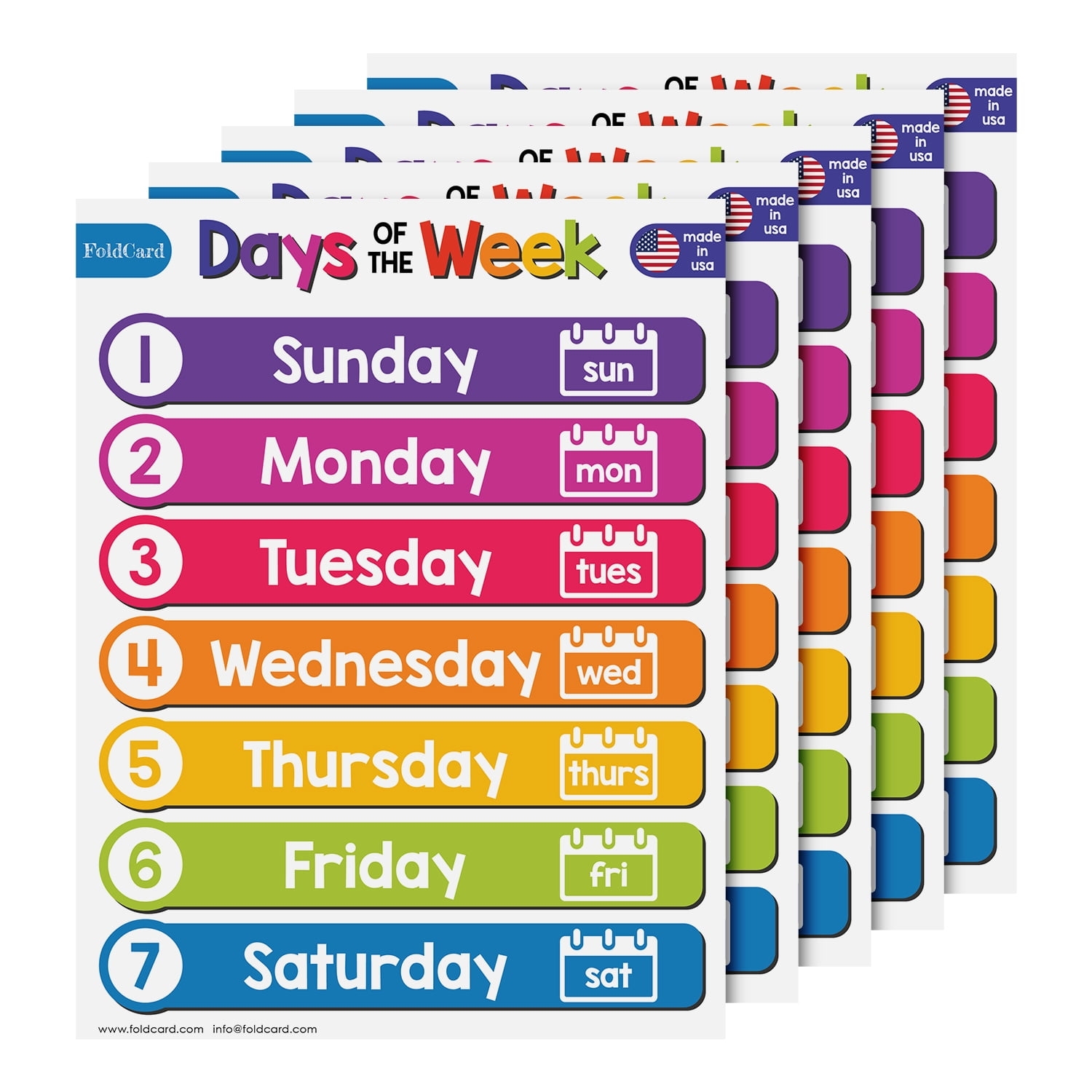 7 Days Of The Week Chart For Preschool To Grade 1 Kids Bright Colorful Educational Visual Learning Aid Poster Decoration For Classroom Or Home Glossy Durable Cardstock 8 5 
