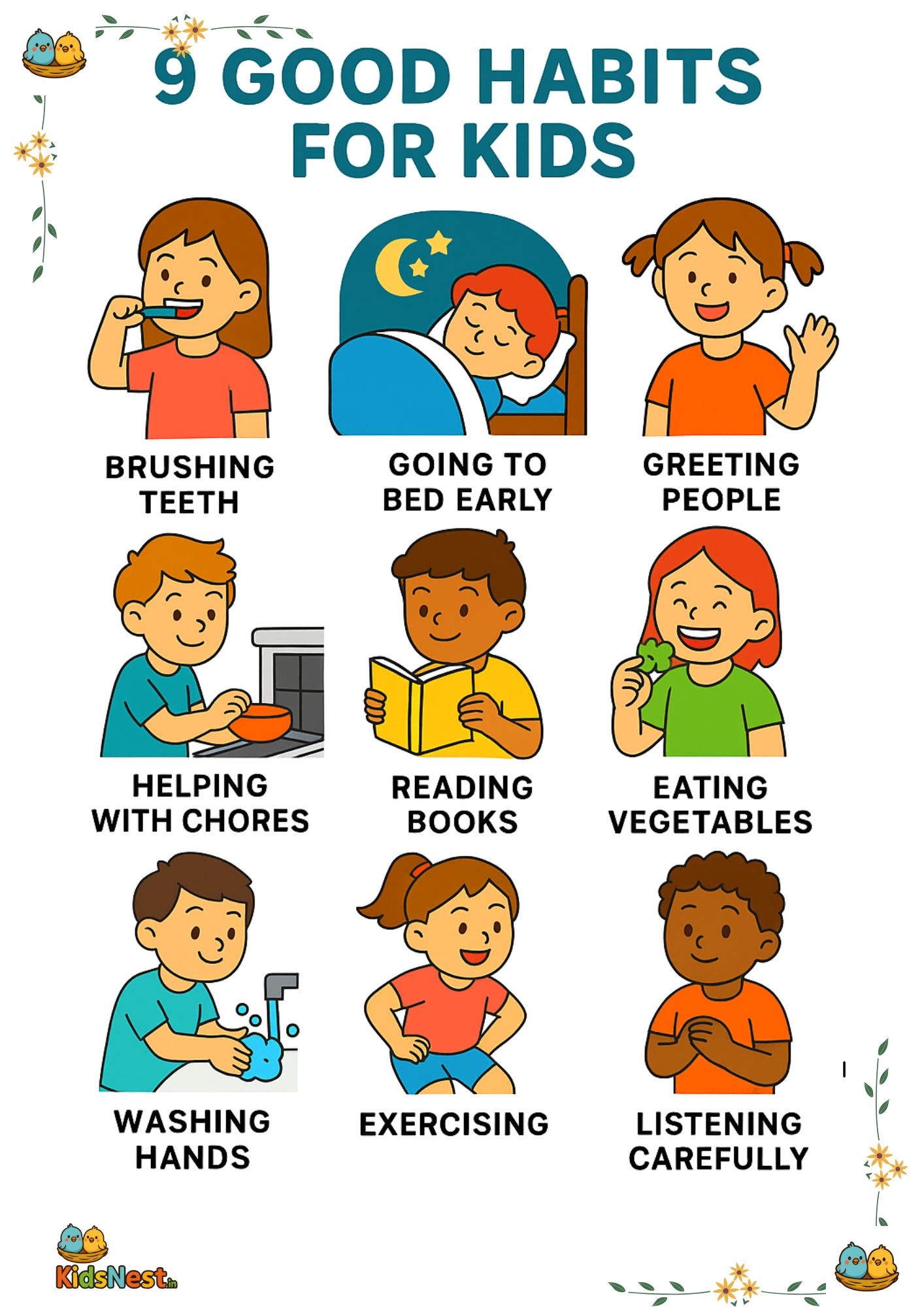 9 Good Habits Chart For Kids Free Printable Activity