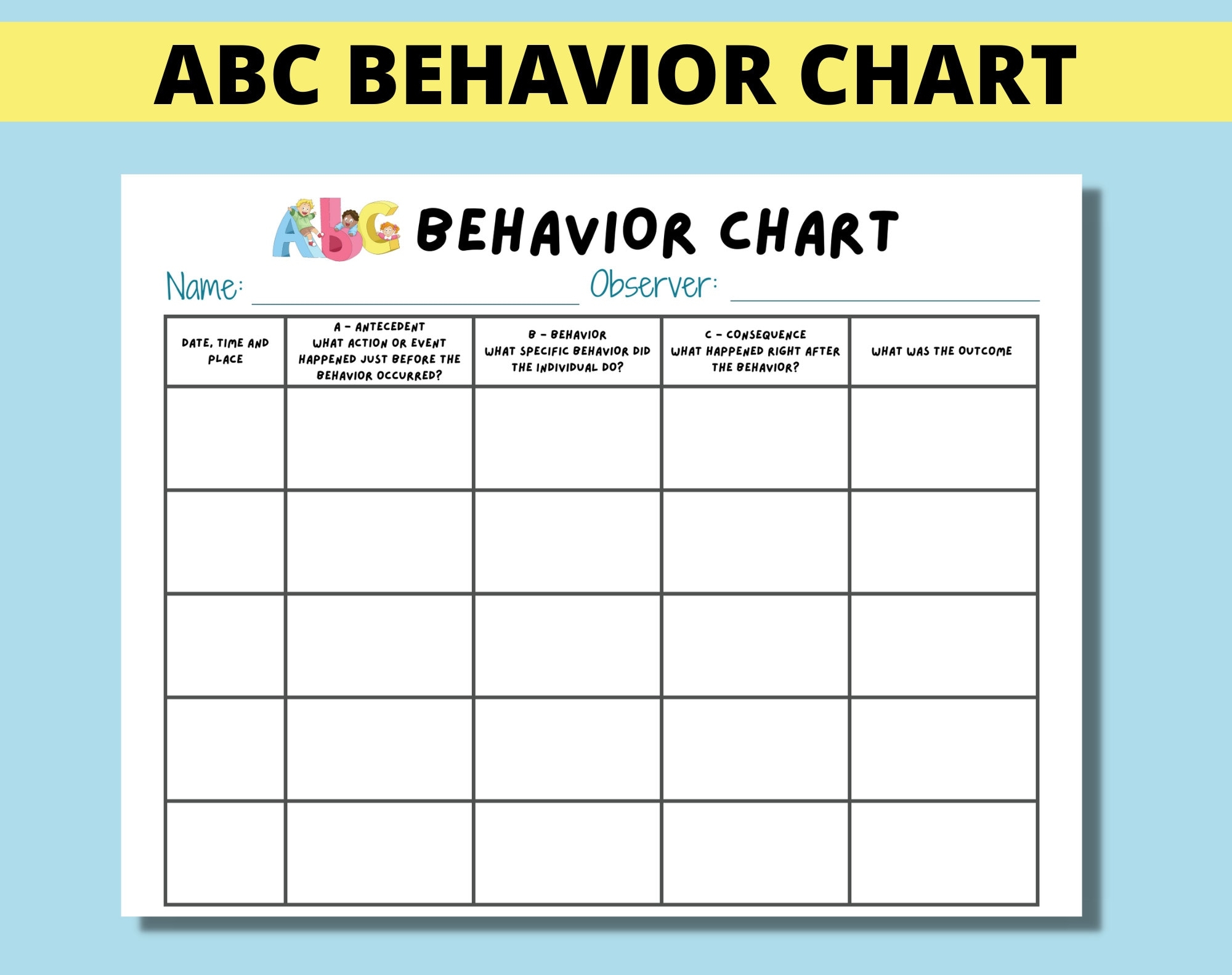 ABC Behavior Chart Printable For Kids Parents Classroom ABC Behavior Consequence Analysis Antecedent Behavior Consequence Chart Etsy ABC Behavior Chart Printable For Kids Parents Classroom ABC Behavior Consequence Analysis Antecedent Behavior Consequence Chart Etsy