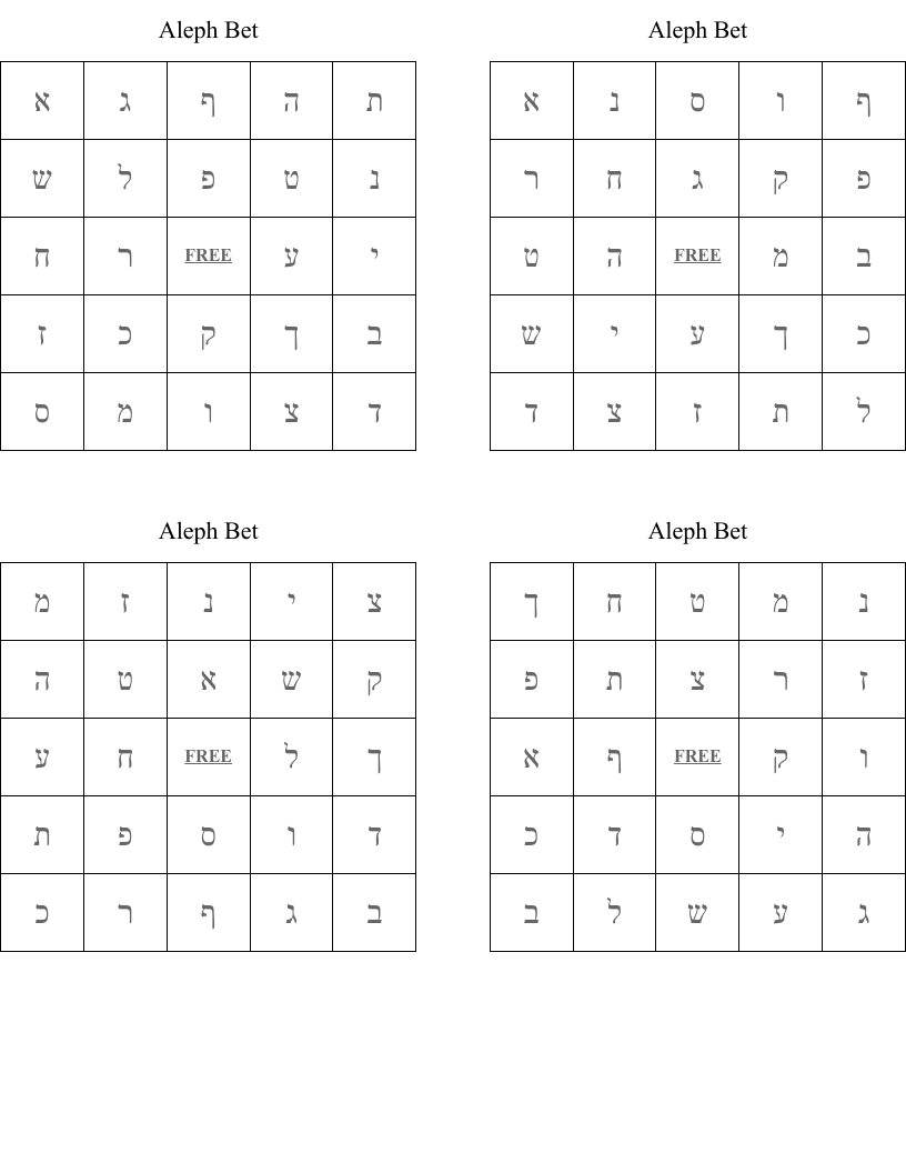 Aleph Bet Chart Printable