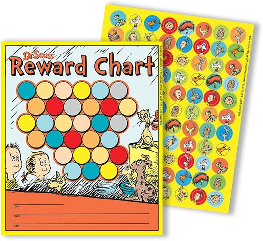 Amazon Dr Seuss Reward Charts With Stickers Kids Toddlers Package Of 25 Charts Over 1000 Reward Stickers Featuring Cat In The Hat Reward Chart Pack Office Products Amazon Dr Seuss Reward Charts With Stickers Kids Toddlers Package Of 25 Charts Over 1000 Reward Stickers Featuring Cat In The Hat Reward Chart Pack Office Products