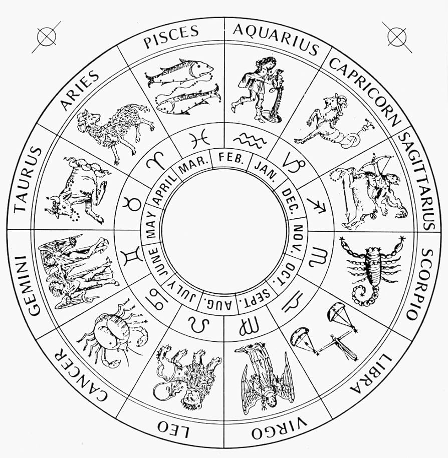 Amazon Modern Zodiac Chart Nzodiac Chart Incorporating Late 15Th Century Woodcut Zodiacal Signs Poster Print By 24 X 36 Posters Prints