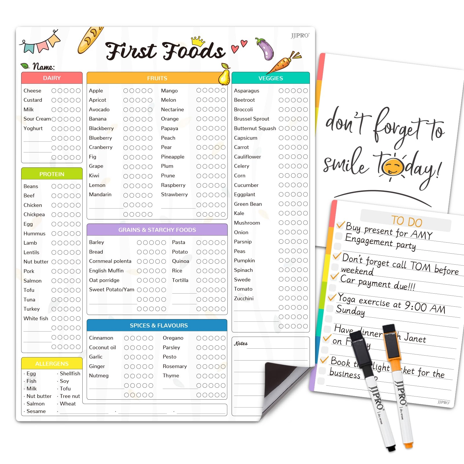 Amazon Newborn Baby Or Toddler First Foods Tracker Whiteboard Magnetic Dry Erase Daily Food Log Reusable Daily Planner Chart To Log Feeding Food Food Checklist to Do List For New Parents Nanny Babysitter Office Products